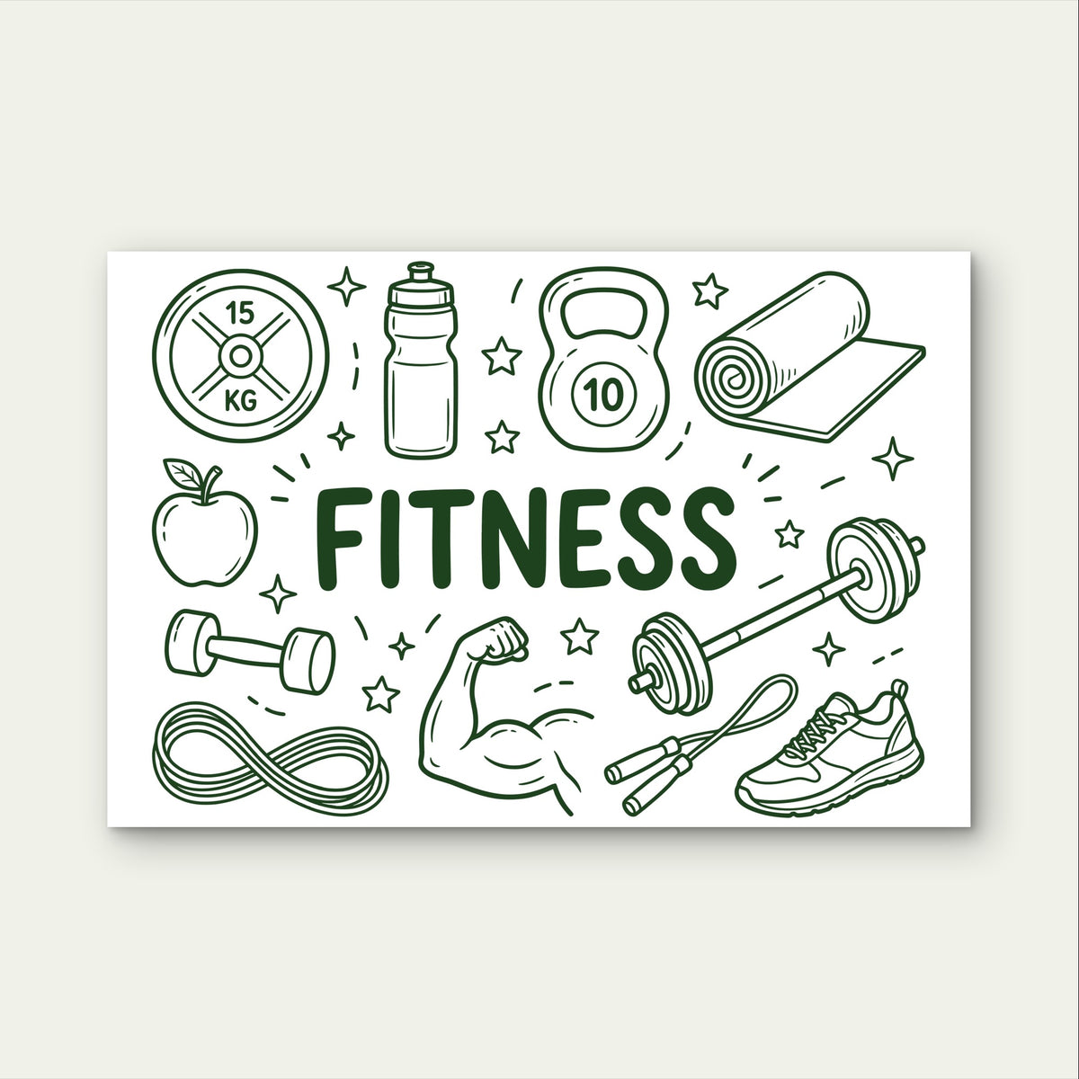 Fitness Workout Kettlebell Doodle 5mm thick Plastic Poster Ready to Hang 90x60cm
