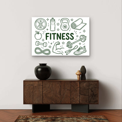 Fitness Workout Kettlebell Doodle 5mm thick Plastic Poster Ready to Hang 90x60cm