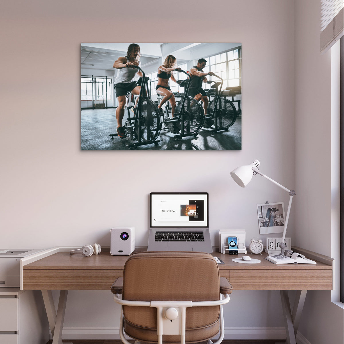 Cardio Exercise Spinning Bike 5mm thick Plastic Poster Ready to Hang 90x60cm
