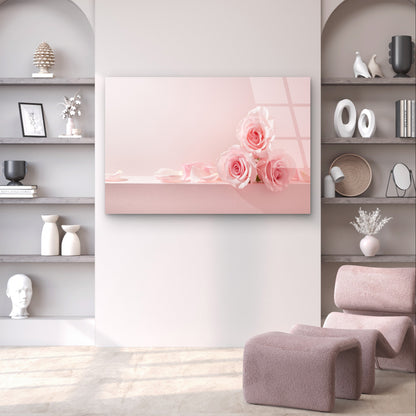 Romantic Botanical Pink Petals Minimal Acrylic Glass Printing Wall Art Australian Made Quality