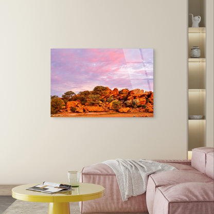 Outback Australian Landscape Red Rocks Acrylic Glass Printing Wall Art Australian Made Quality
