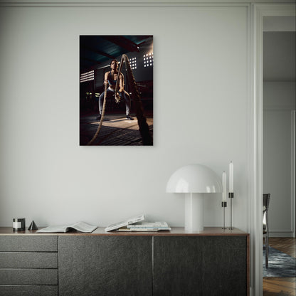 Gym Battle Ropes Woman Sign 5mm thick Plastic Poster Ready to Hang 90x60cm