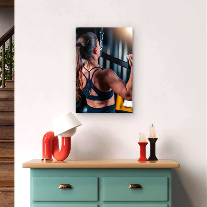 Gym Lat Pulldown Woman Sign 5mm thick Plastic Poster Ready to Hang 90x60cm
