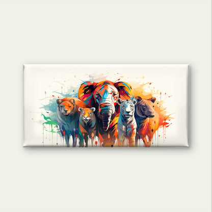 Abstract Safari Animals Elephant Wall Art Canvas Office Home Framed 120x60cm