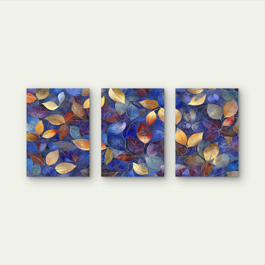 3pcs Abstract Colorful Autumn Tree Leaves Wall Art Set Canvas Framed 60x90cm - High Quality Print 100% Australian Made Wall Canvas Ready to Hang