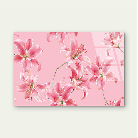 Beautiful Pink Tiger Lily Floral Flower Acrylic Glass Printing Wall Art Australian Made Quality