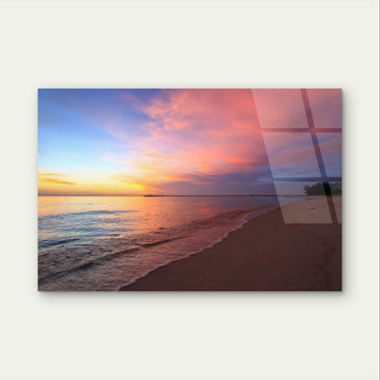 Gorgeous Coastal Beach Sunrise Jetty Sea Acrylic Glass Printing Wall Art Australian Made Quality