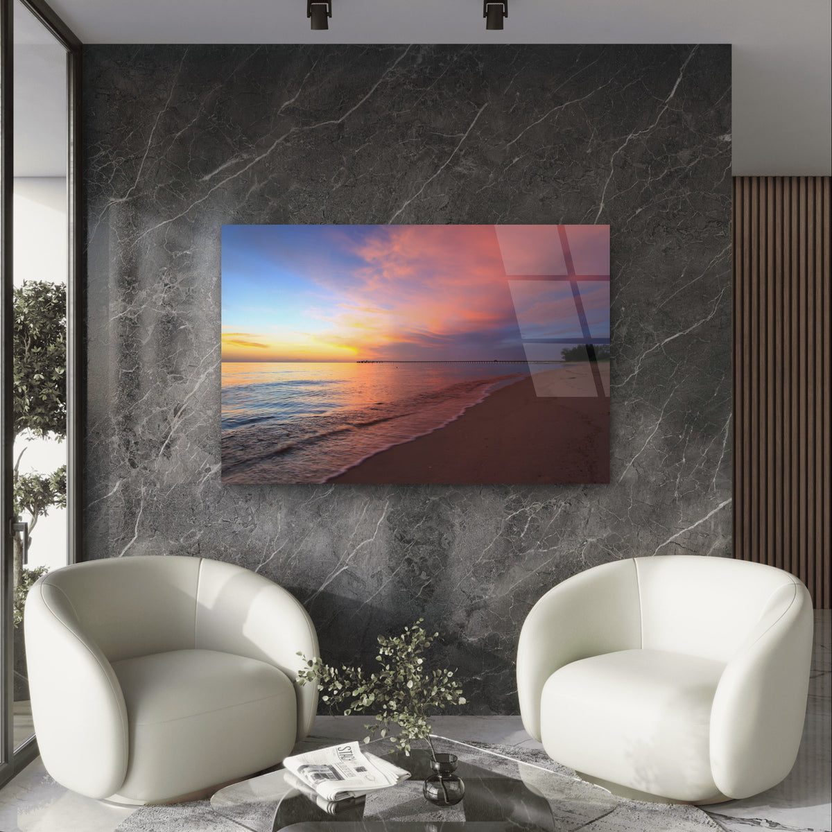Gorgeous Coastal Beach Sunrise Jetty Sea Acrylic Glass Printing Wall Art Australian Made Quality