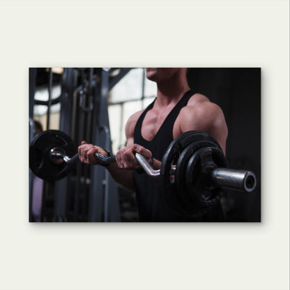 Heavy EZ Barbell Bicep Curl Arm Workout 5mm Plastic Poster Ready to Hang 90x60cm