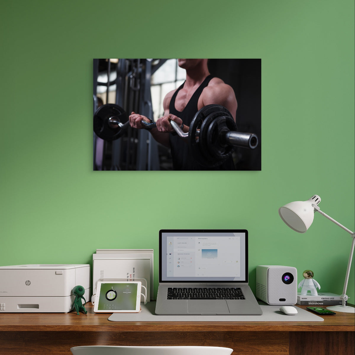 Heavy EZ Barbell Bicep Curl Arm Workout 5mm Plastic Poster Ready to Hang 90x60cm