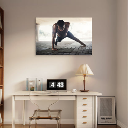 One Arm Push Up Calisthenics Workout 5mm Plastic Poster Ready to Hang 90x60cm