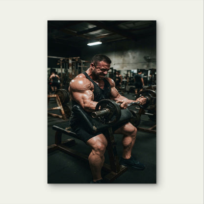 Stunning Muscular Man Bicep Curl Gym 5mm Plastic Poster Ready to Hang 90x60cm