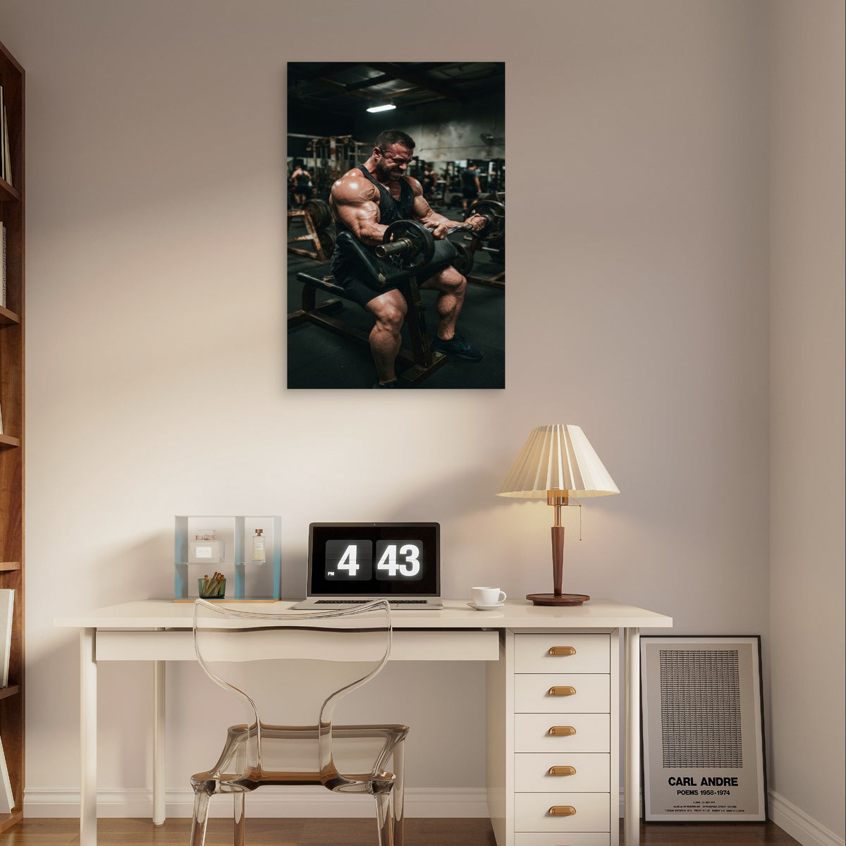 Stunning Muscular Man Bicep Curl Gym 5mm Plastic Poster Ready to Hang 90x60cm