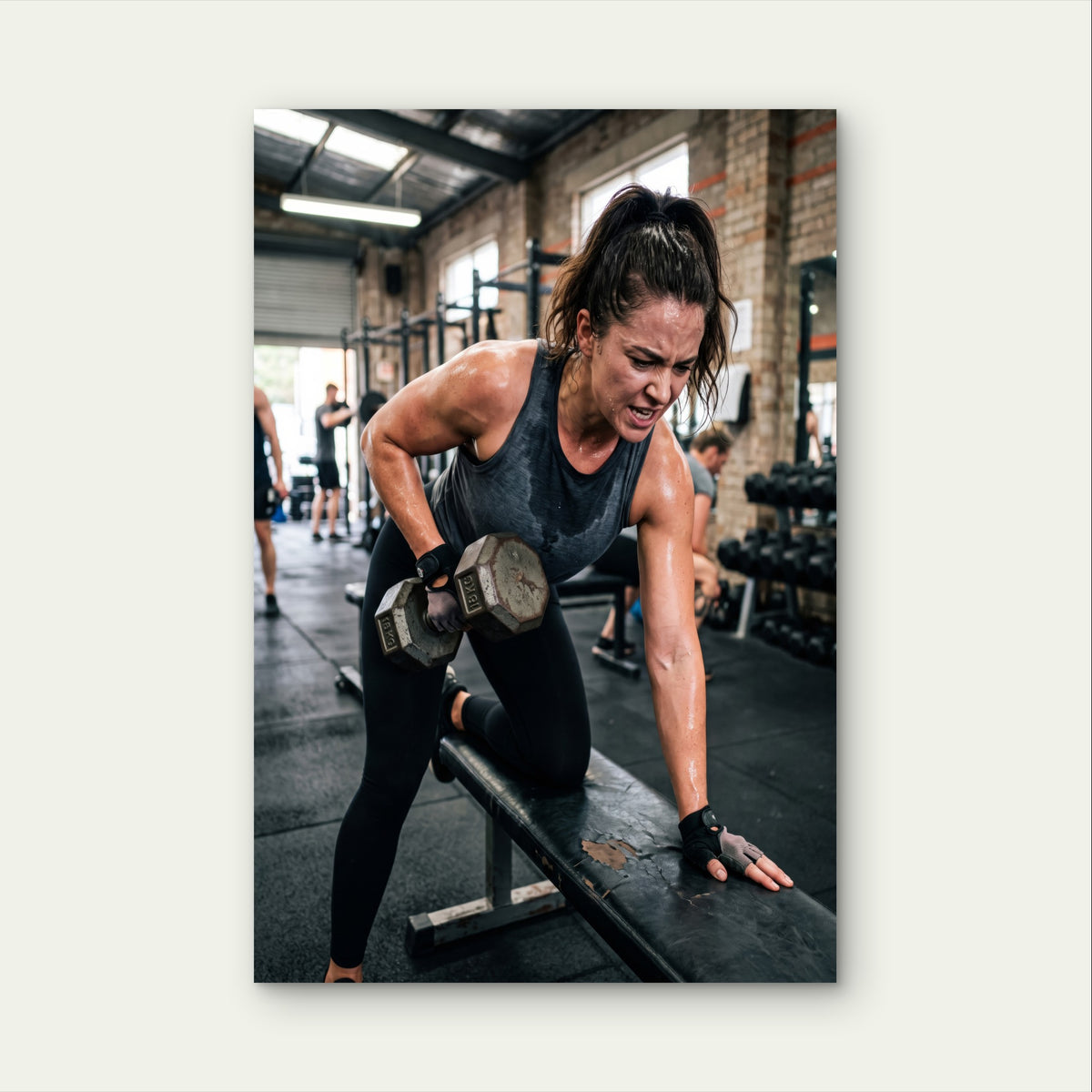 Strong Female Back Training Motivation 5mm Plastic Poster Ready to Hang 90x60cm