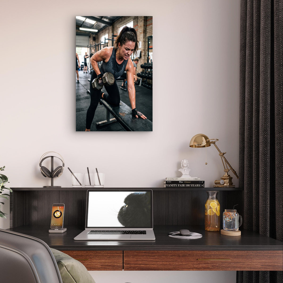 Strong Female Back Training Motivation 5mm Plastic Poster Ready to Hang 90x60cm