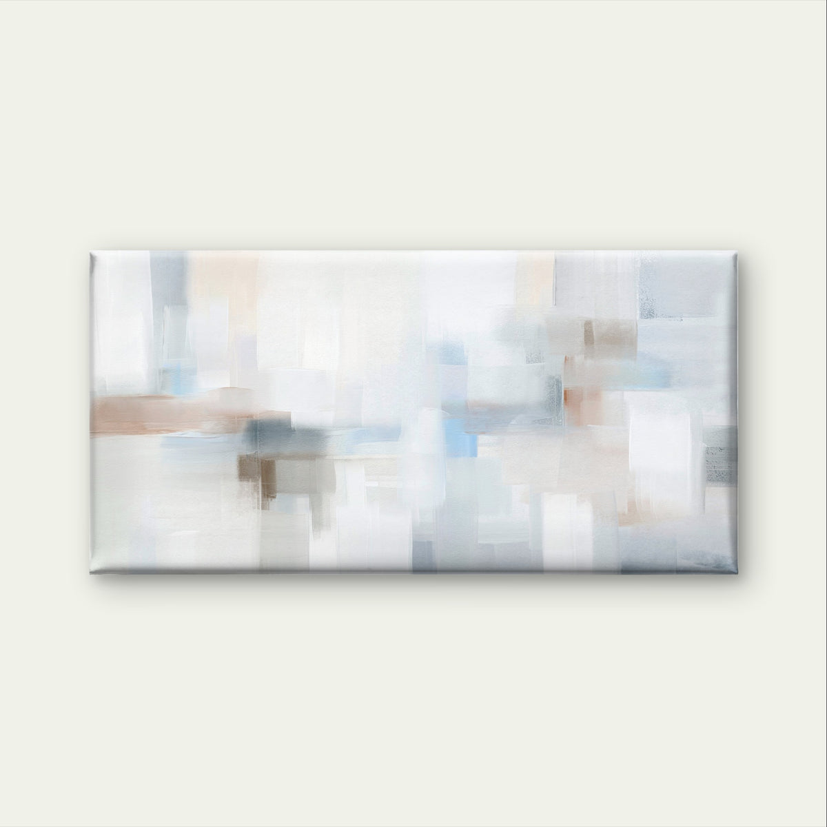 Minimalist Geometric Soft Teal Brown Wall Art Canvas Office Home Framed 120x60cm