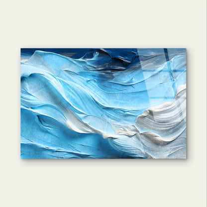 Textured Abstract Blue Ocean Wave Art Acrylic Glass Printing Wall Art Australian Made Quality