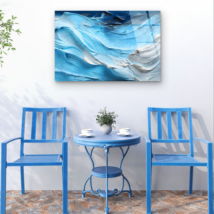 Textured Abstract Blue Ocean Wave Art Acrylic Glass Printing Wall Art Australian Made Quality