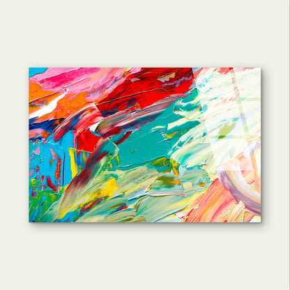 Colorful Vibrant Abstract Teal Red Acrylic Glass Printing Wall Art Australian Made Quality