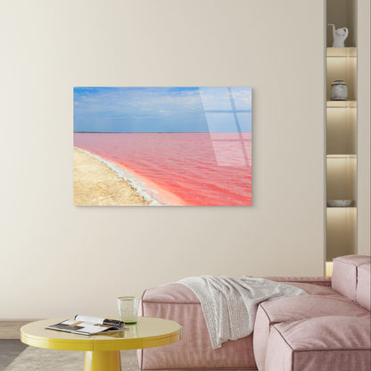 Pink Lake Australia Hutt Lagoon Scenic Acrylic Glass Printing Wall Art Australian Made Quality