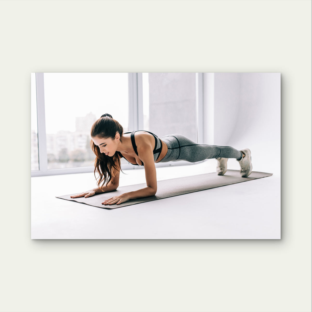 Yoga Pilates Fitness Girl Plank Exercise Mat 5mm thick Plastic Poster Ready to Hang 90x60cm