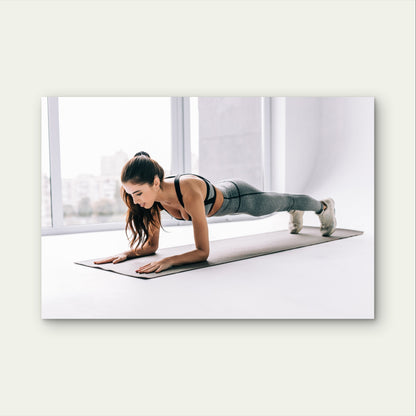 Yoga Pilates Fitness Girl Plank Exercise Mat 5mm thick Plastic Poster Ready to Hang 90x60cm