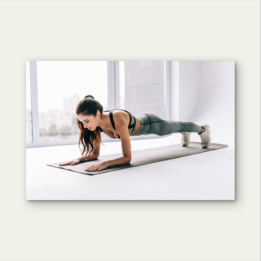 Yoga Pilates Fitness Girl Plank Exercise Mat 5mm thick Plastic Poster Ready to Hang 90x60cm