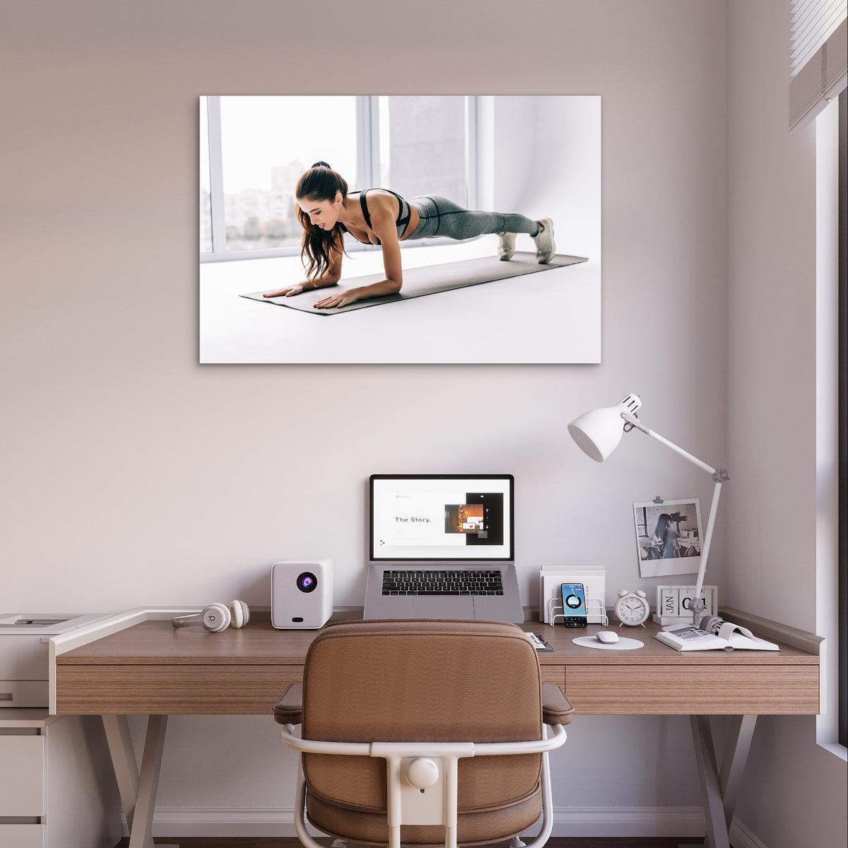 Yoga Pilates Fitness Girl Plank Exercise Mat 5mm thick Plastic Poster Ready to Hang 90x60cm
