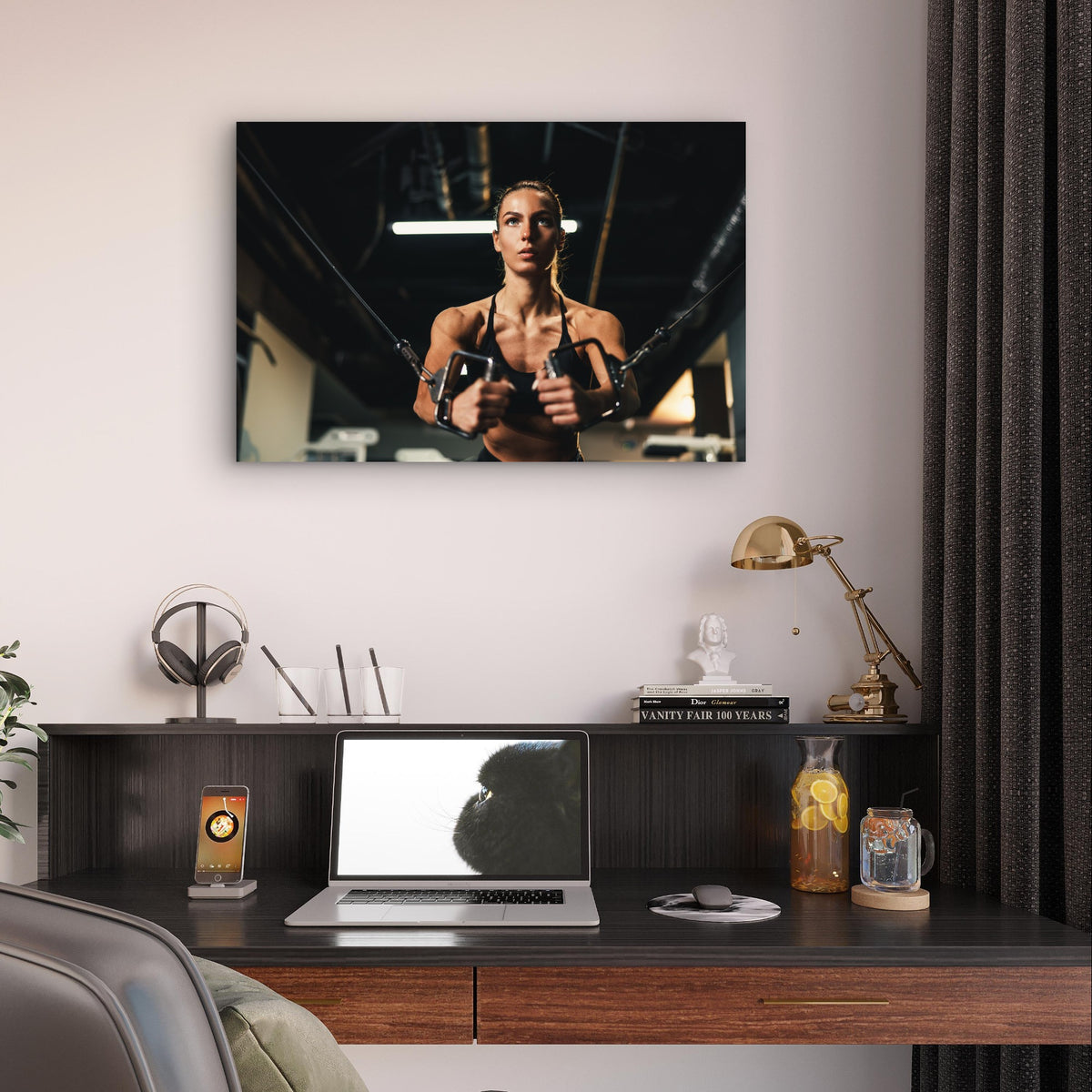 Gym Cable Fly Machine Chest Workout Training 5mm thick Plastic Poster Ready to Hang 90x60cm