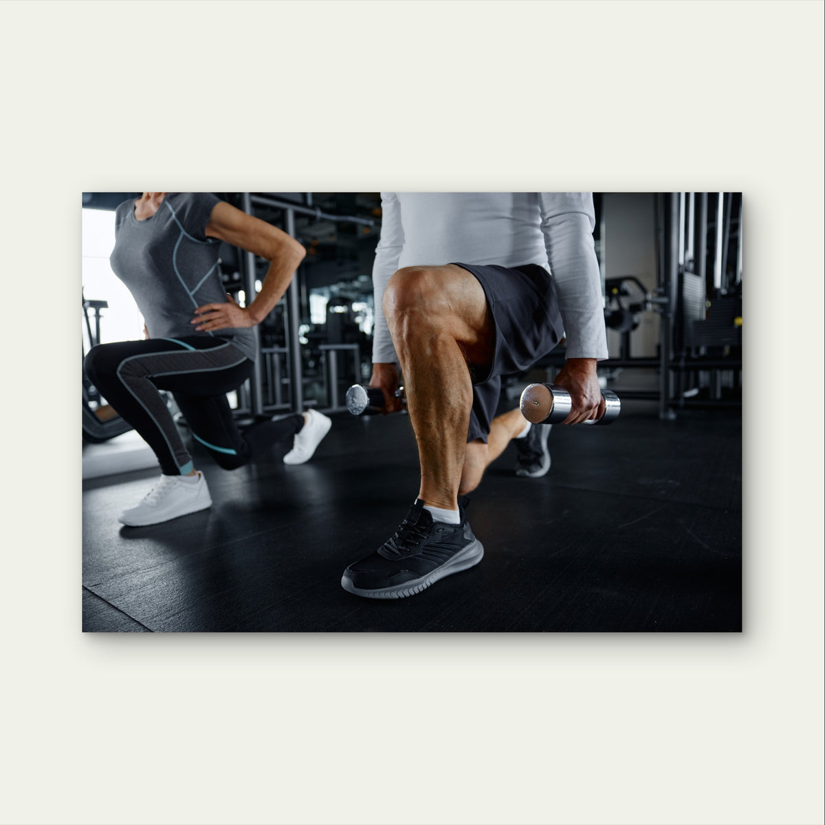 Gym Dumbbell Lunges Leg Day Workout Training 5mm thick Plastic Poster Ready to Hang 90x60cm