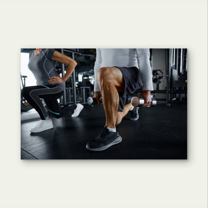 Gym Dumbbell Lunges Leg Day Workout Training 5mm thick Plastic Poster Ready to Hang 90x60cm