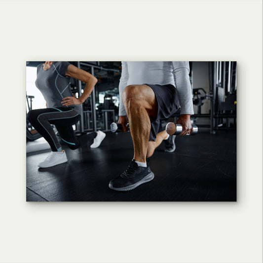 Gym Dumbbell Lunges Leg Day Workout Training 5mm thick Plastic Poster Ready to Hang 90x60cm