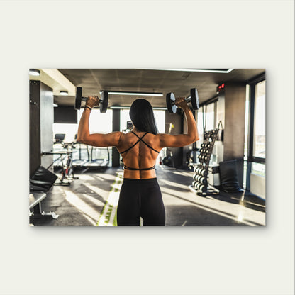Dumbbell Shoulder Press Back Muscles Workout 5mm thick Plastic Poster Ready to Hang 90x60cm