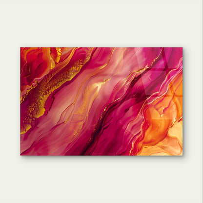 Abstract Magenta Gold Marble Acrylic Glass Printing Wall Art Australian Made Quality