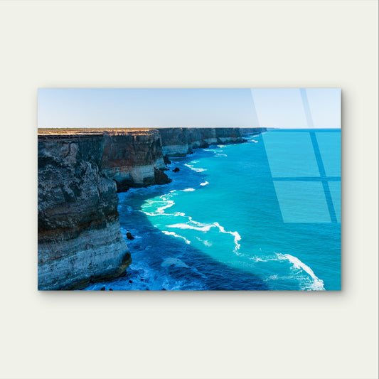 Great Australian Bight Ocean Cliffs Acrylic Glass Printing Wall Art Australian Made Quality
