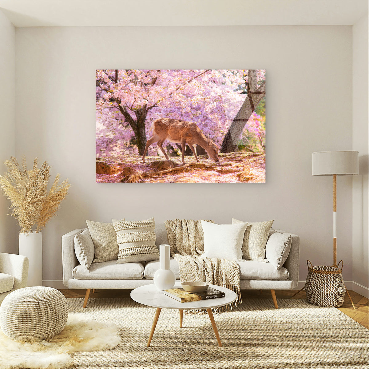 Spring Cherry Blossoms Japan Nara Deer Acrylic Glass Printing Wall Art Australian Made Quality