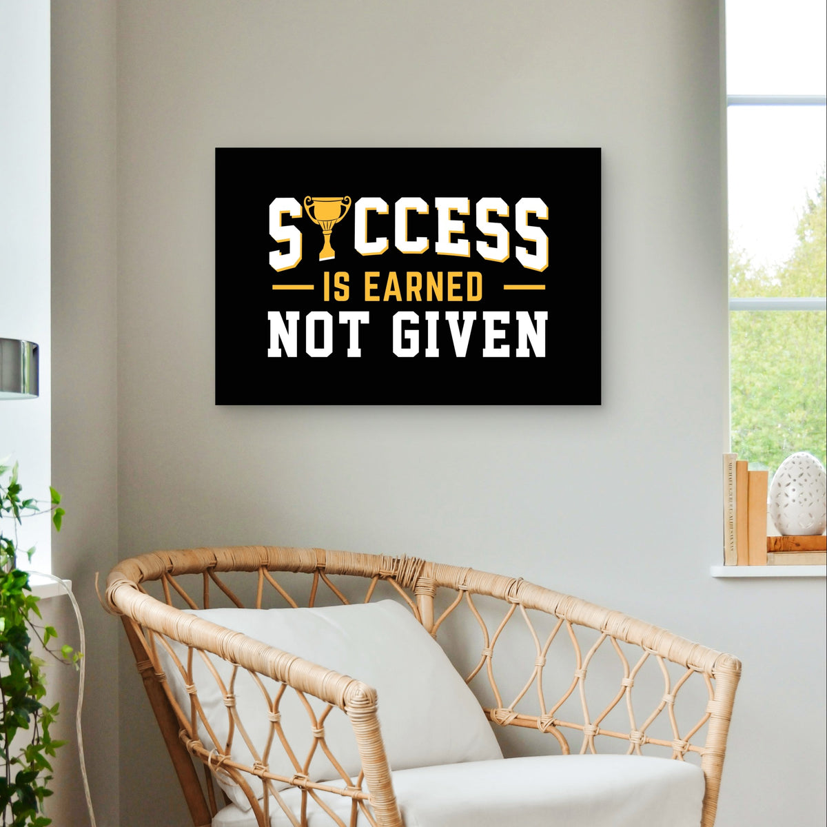 Motivational Gym Success Is Earned Sign 5mm Plastic Ready to Hang 90x60cm