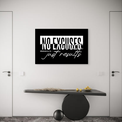 Gyms Motivationals No Excuses Just Results 5mm Plastic Ready to Hang 90x60cm