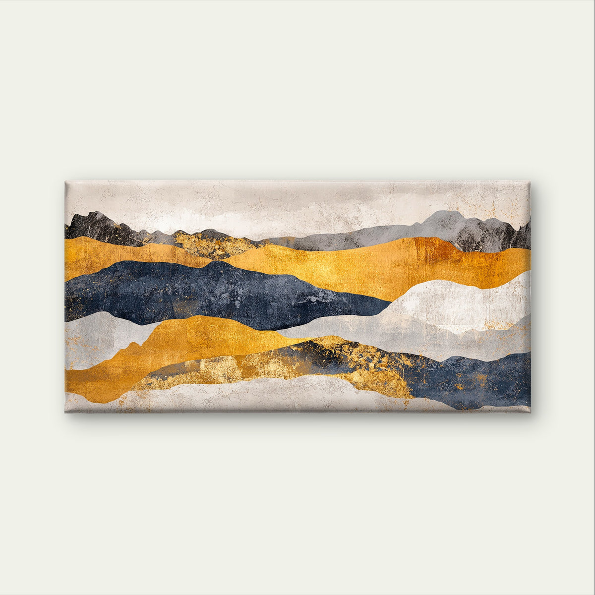 Abstract Mountain Gold Foil Navy Wall Art Canvas Office Home Framed 120x60cm
