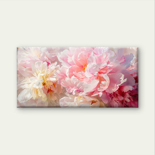 Pink Peony Flower Floral Artwork Wall Art Canvas Office Home Framed 120x60cm