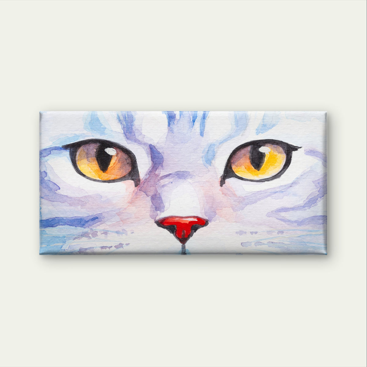 Watercolour Cat Eyes Cute Feline Pet Wall Art Canvas Office Home Framed 120x60cm