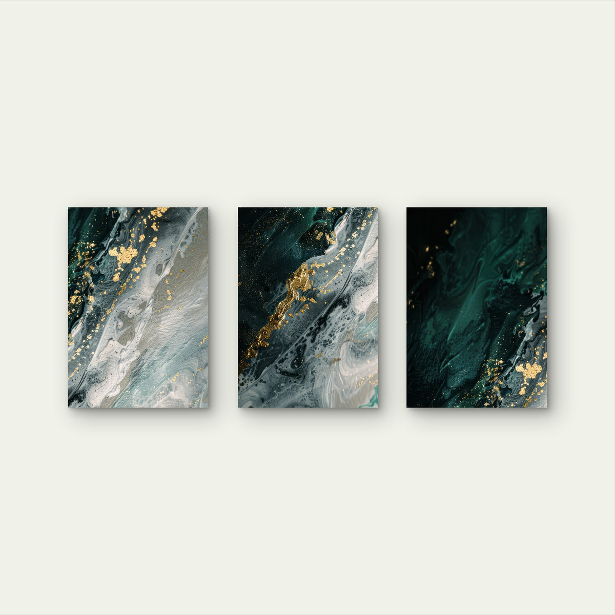 3pcs Luxury Emerald Green Gold Foil Marble Art Wall Art Set Canvas Framed 50x70cm - High Quality Print 100% Australian Made Wall Canvas Ready to Hang