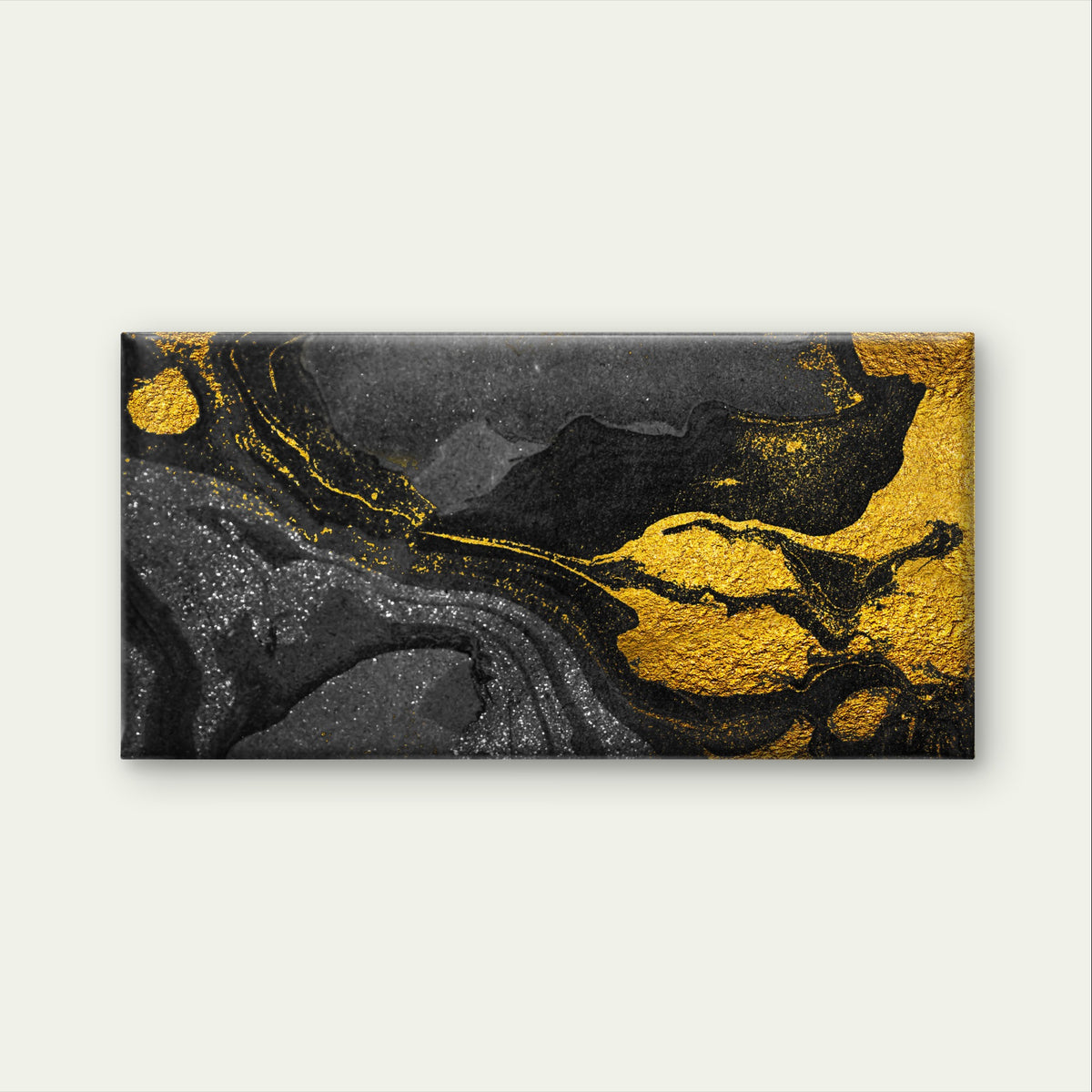 Modern Black Gold Abstract Fluid Wall Art Canvas Office Home Framed 120x60cm
