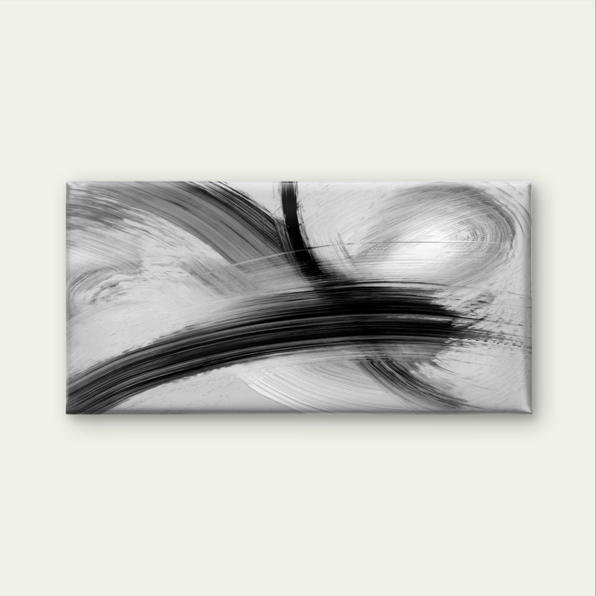 Modern Black White Brush Stroke Wall Art Canvas Office Home Framed 120x60cm