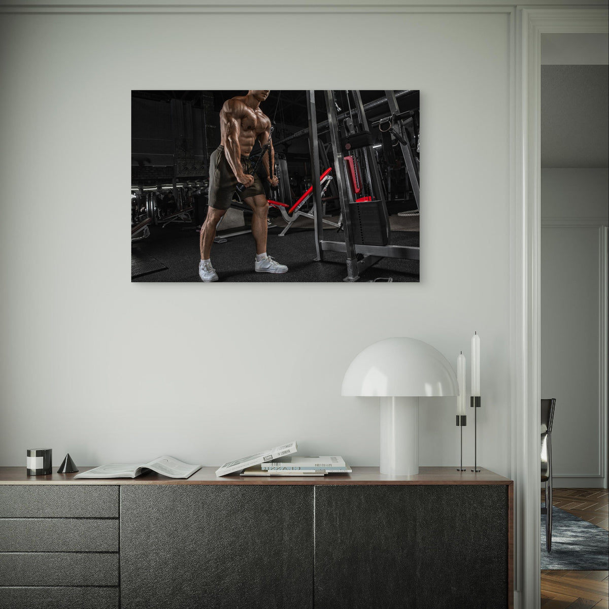 Muscular Man Gym Bodybuilding Print 5mm Plastic Poster Ready to Hang 90x60cm
