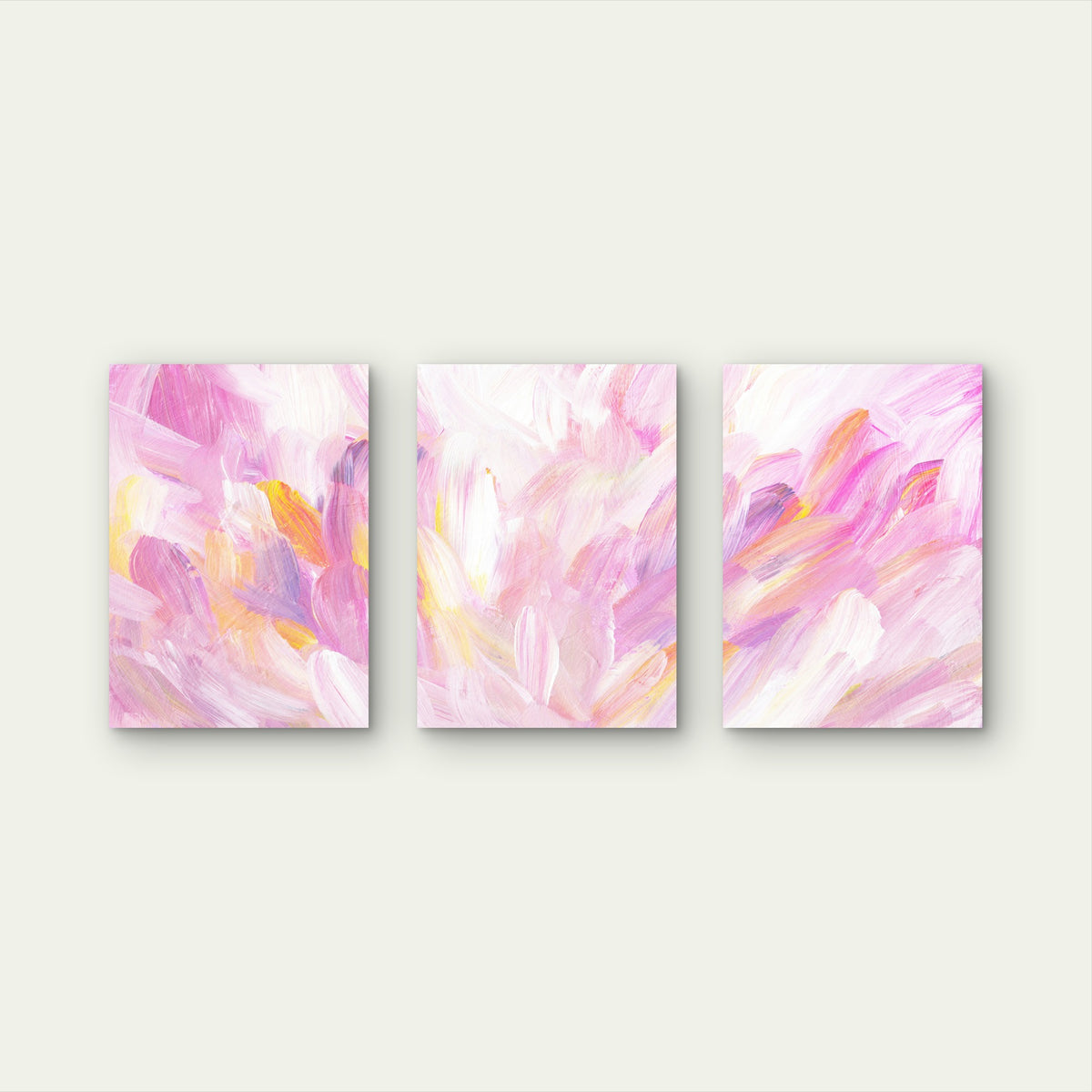 3pcs Modern Abstract Pink Pastel Painting Wall Art Set Canvas Framed 50x70cm - High Quality Print 100% Australian Made Wall Canvas Ready to Hang