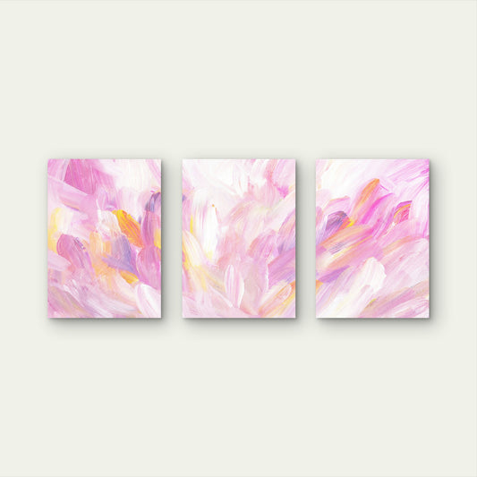 3pcs Modern Abstract Pink Pastel Painting Wall Art Set Canvas Framed 60x90cm - High Quality Print 100% Australian Made Wall Canvas Ready to Hang