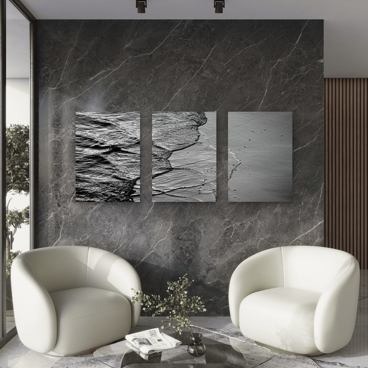 3pcs Ocean Wave Beach Sea Sand Coast View Wall Art Set Canvas Framed 50x70cm - High Quality Print 100% Australian Made Wall Canvas Ready to Hang