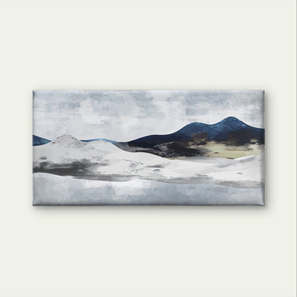 Modern Navy Blue Snowy Hills Valley Wall Art Canvas Office Home Framed 120x60cm
