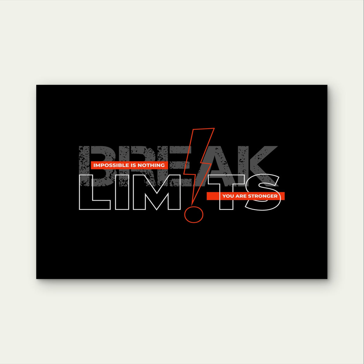 Gym Motivation Typography Wall Print 5mm Plastic poster Ready to Hang 90x60cm